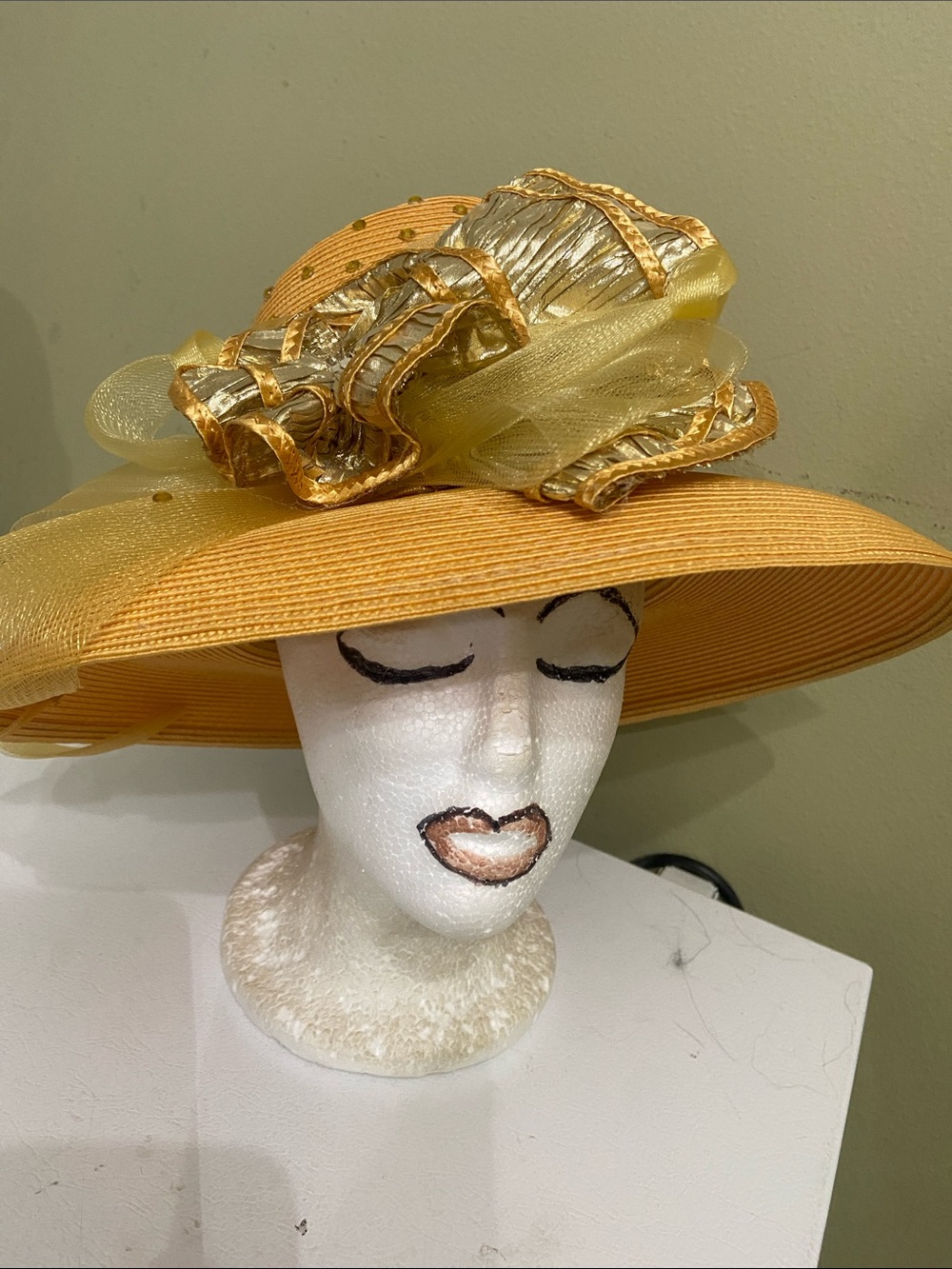 Beautiful Butterscotch Dress / Church Hat